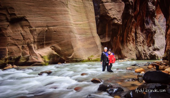 Zion Narrows in 44 degree water